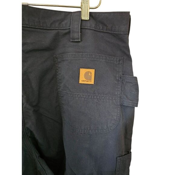 Carhartt Mens Loose Fit Canvas Utility Work Pants Navy 40x32 - Picture 3 of 9